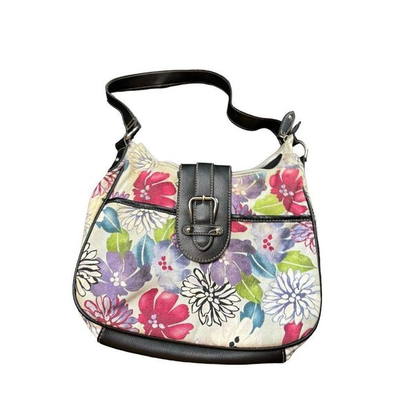 Floral Canvas Shoulder Bag With Leather Accents By Croft & Barrow - Picture 1 of 12